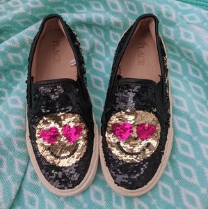 Girls slip on sneakers flip sequins emoji